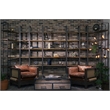 Turner I Curved Brown Wood and Black Iron Six Shelving Unit