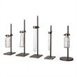 Jarvis Set of Five Dark Brown Metal and Glass Chemistry Inspired Bottles
