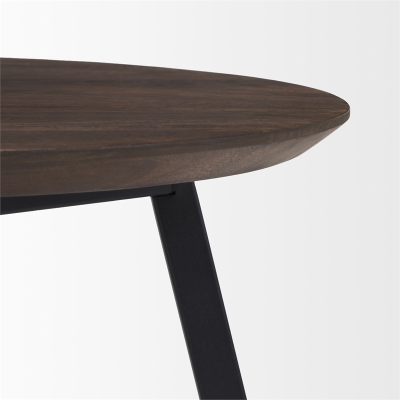 Todd Dark Brown Wood W/ Metal Legs Side Table