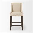 Kensington Cream Fabric Seat Brown Wood Frame Counter Stool