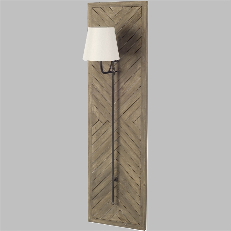 Vector Brown Wooden Body Copper Metal Rectangular Wall Sconce
