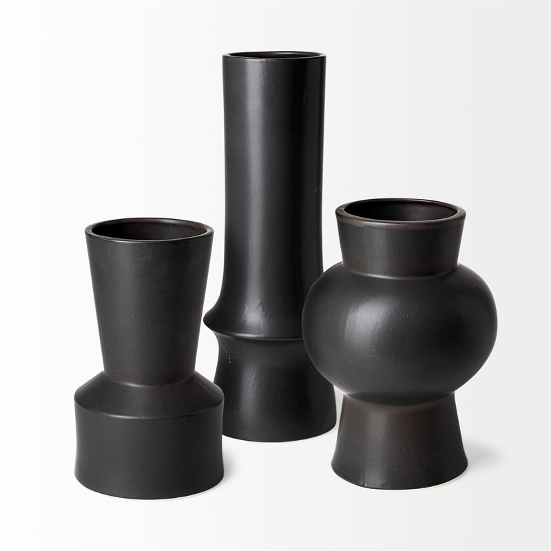 Laforge III Black Ceramic Vase