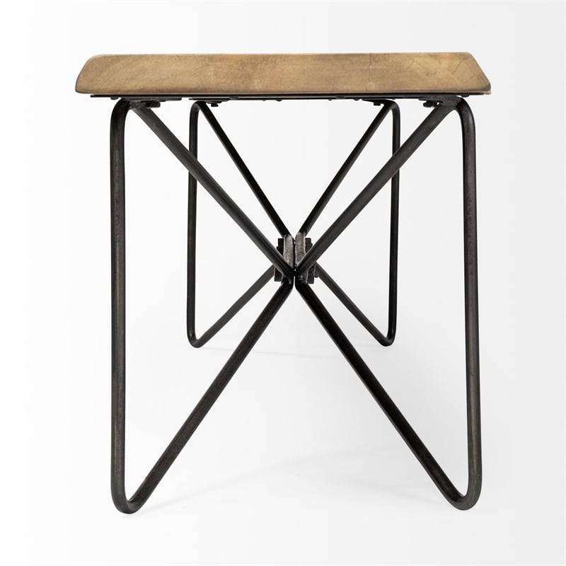 Papillion III Blonde Wood And Iron Dining Bench