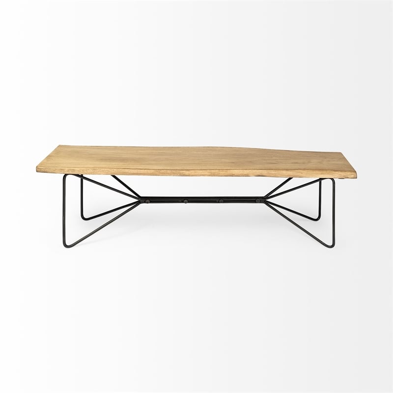 Papillion III Blonde Wood And Iron Dining Bench