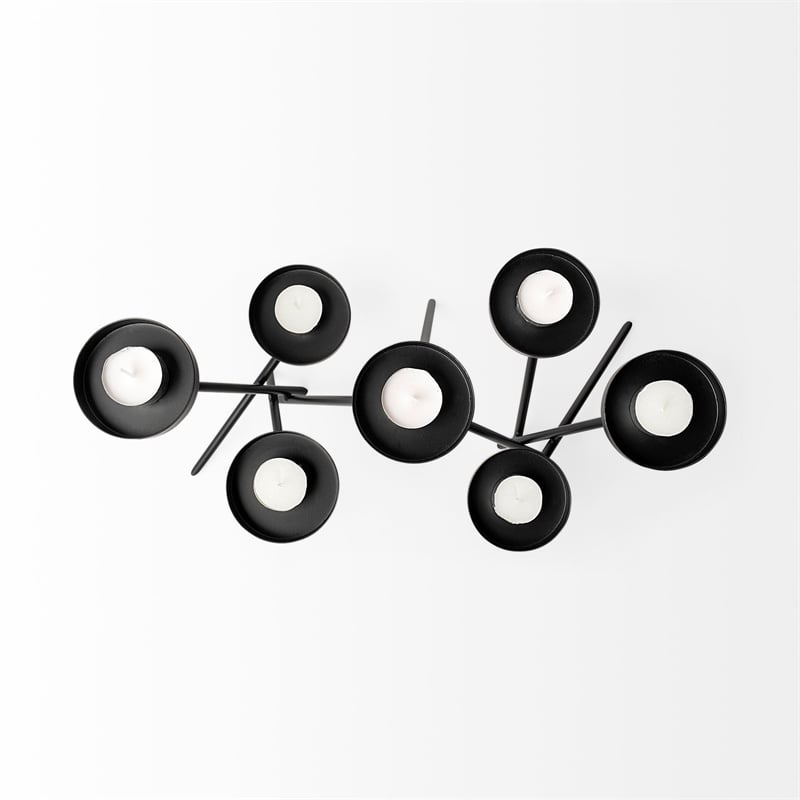 Meira Black Metal Seven Votive Table Candle Holder