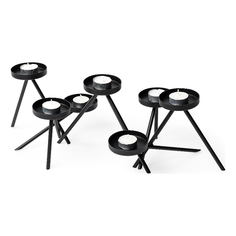 Meira Black Metal Seven Votive Table Candle Holder