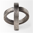 Rafiki Two Blackened Silver Hammered Finish Metal Conjoined Circles
