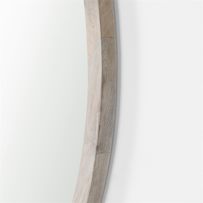 Gambit Round White Wash Wood Frame Wall Mirror