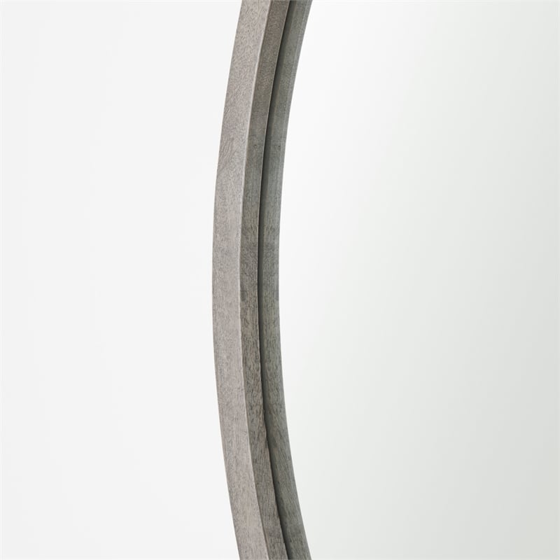 Gambit Round Gray Wash Wood Frame Wall Mirror