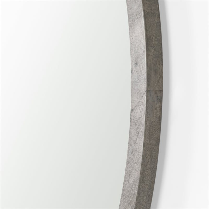 Gambit Round Gray Wash Wood Frame Wall Mirror
