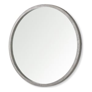 Gambit Round Gray Wash Wood Frame Wall Mirror