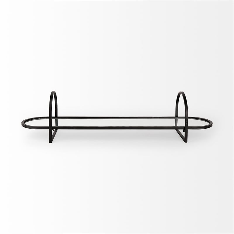 Evianna Mirrored W/Black Metal Frame Tray