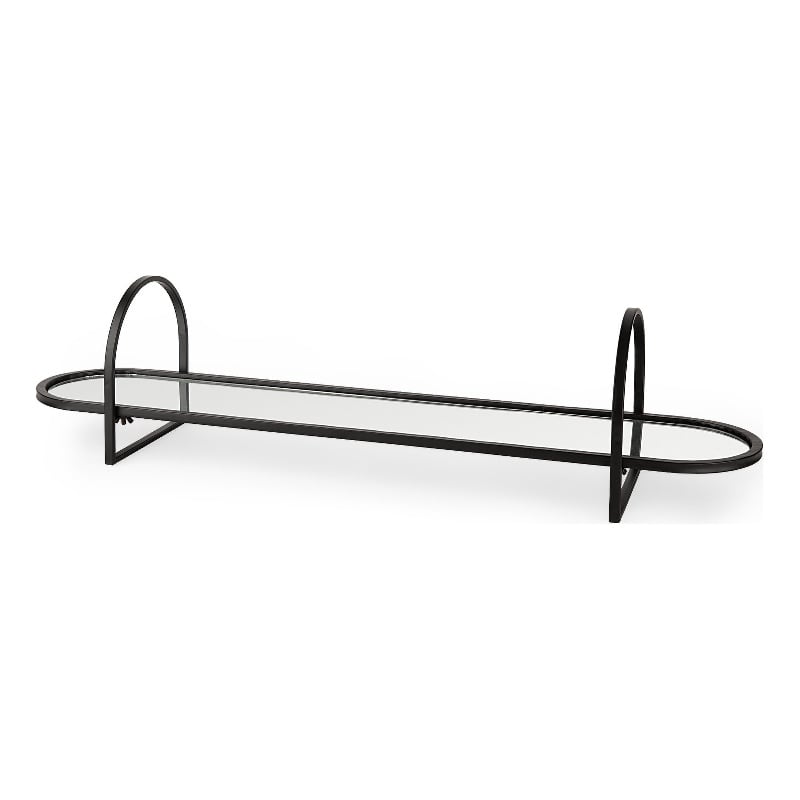 Evianna Mirrored W/Black Metal Frame Tray
