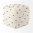 Amaira Cream/Black/White patterned Wool and Cotton Pouf
