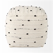 Amaira Cream/Black/White patterned Wool and Cotton Pouf