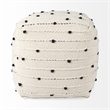 Amaira Cream/Black/White patterned Wool and Cotton Pouf