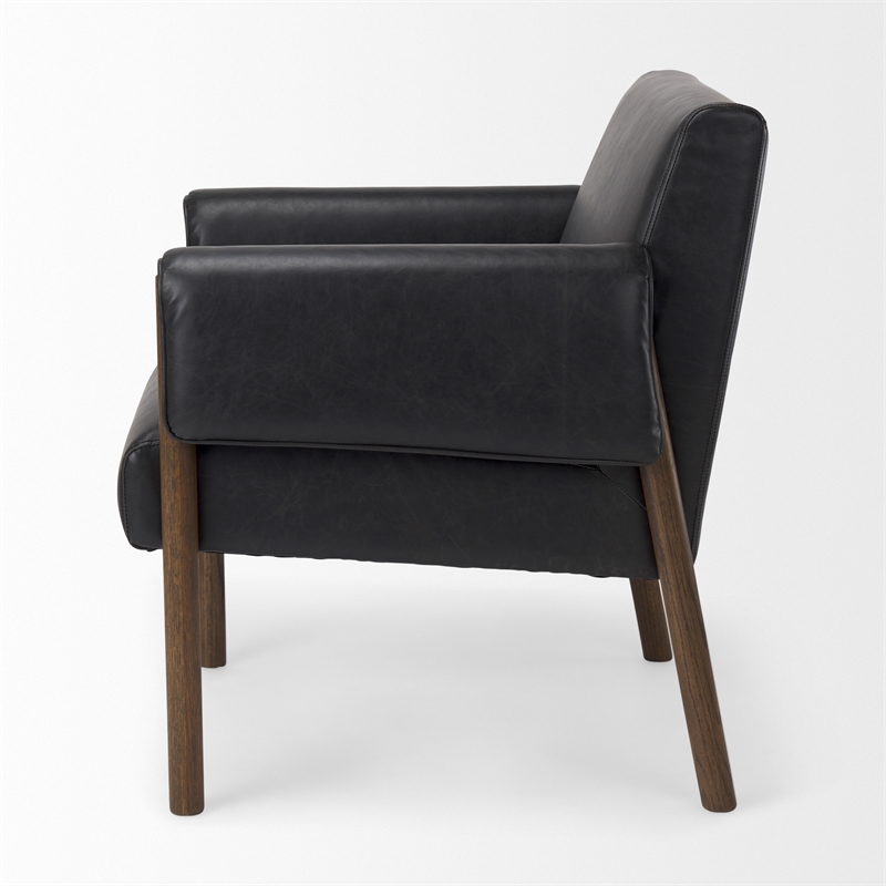 Ashton Black Faux Leather w/ Dark Brown Wood Accent Chair