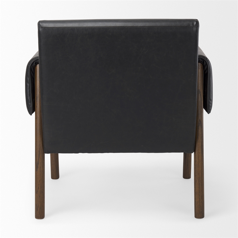 Ashton Black Faux Leather w/ Dark Brown Wood Accent Chair
