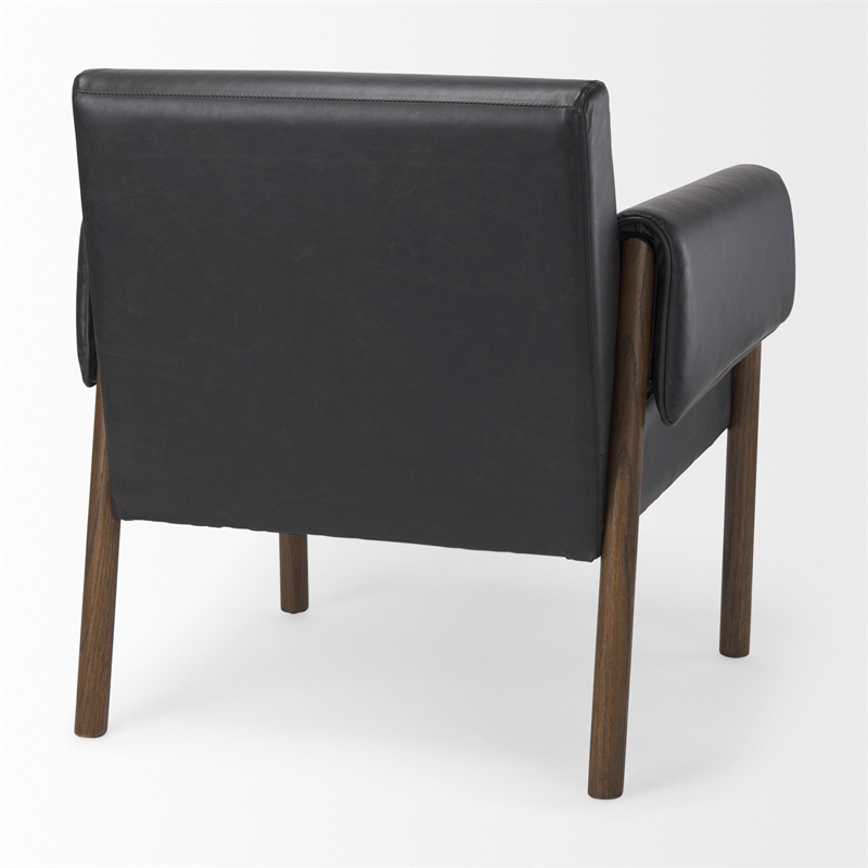 Ashton Black Faux Leather w/ Dark Brown Wood Accent Chair
