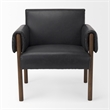 Ashton Black Faux Leather w/ Dark Brown Wood Accent Chair