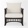 Kopari White Boucle Fabric W/Dark Brown Wood Accent Chair