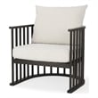 Kopari White Boucle Fabric W/Dark Brown Wood Accent Chair