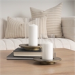 Vivian Gold Metal and Glass Hurricane Candle Holder (Set of