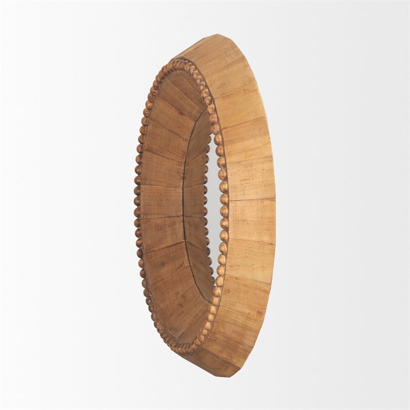 Ranela Light Brown Beaded Wooden Wall Mirror