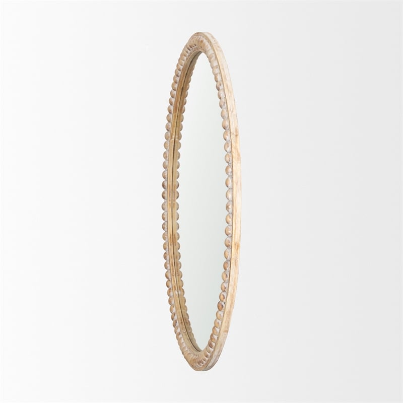 Roan Light Brown Wood Beaded Wall Mirror