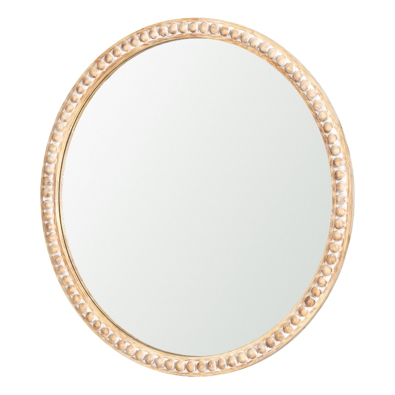 Roan Light Brown Wood Beaded Wall Mirror