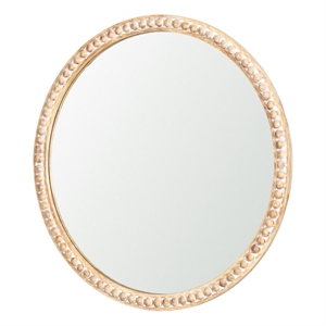 Roan Light Brown Wood Beaded Wall Mirror