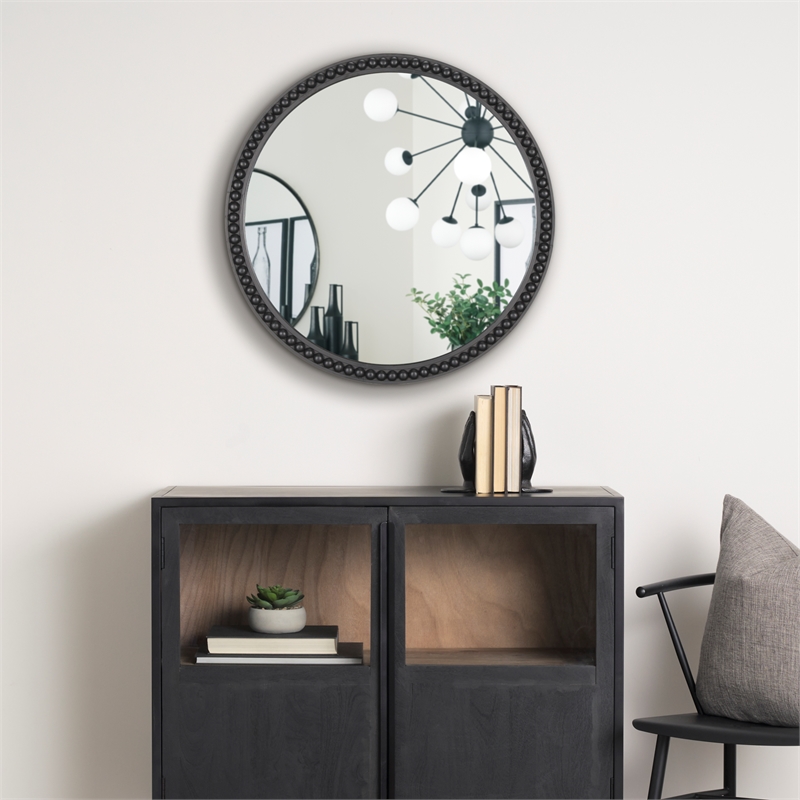 Roan Black Wood Beaded Wall Mirror