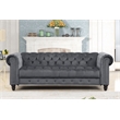 RN Furnishings 3 Piece Button Tufted Velvet Fabric Modern Sofa Set -Gray