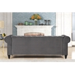 RN Furnishings 3 Piece Button Tufted Velvet Fabric Modern Sofa Set -Gray