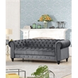 RN Furnishings 3 Piece Button Tufted Velvet Fabric Modern Sofa Set -Gray
