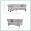 Rnfurnishings 2 Piece Living room furniture Velvet fabric Modern Sofa Set -Gray