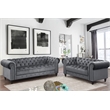 Rnfurnishings 2 Piece Living room furniture Velvet fabric Modern Sofa Set -Gray