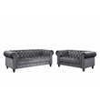 Rnfurnishings 2 Piece Living room furniture Velvet fabric Modern Sofa Set -Gray