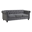 RN Furnishings Chesterfield Button Tufted Velvet fabric Livingroom Sofa-Gray