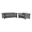 RN Furnishings modern sofa Loveseat velvet fabric Living room furniture Set-Gray