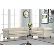 RN Furnishings 2 Piece Chesterfield  Button Tufted Linen fabric Sofa Set-Beige
