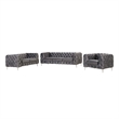RN Furnishings 3- Piece Button Tufted Velvet Fabric Sofa Set -Gray
