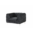 RN Furnishings 3- Piece Button Tufted Velvet Fabric Sofa Set -Black