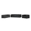 RN Furnishings 3- Piece Button Tufted Velvet Fabric Sofa Set -Black