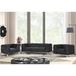 RN Furnishings 3- Piece Button Tufted Velvet Fabric Livingroom Set -Black