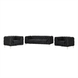 RN Furnishings 3- Piece Button Tufted Velvet Fabric Livingroom Set -Black