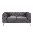 RN Furnishings 3- Piece Button Tufted Velvet Fabric Livingroom Set -Grey