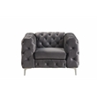 RN Furnishings 3- Piece Button Tufted Velvet Fabric Livingroom Set -Grey