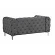 RN Furnishings 3- Piece Button Tufted Velvet Fabric Livingroom Set -Grey