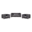 RN Furnishings 3- Piece Button Tufted Velvet Fabric Livingroom Set -Grey